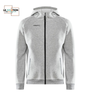 RM-Veste ADV Zipée coton Femme à Capuche Gris Mélangé